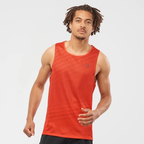 Camisetas Regata Salomon Sense Aero Singlet Masculino Vermelhas | PT R48016